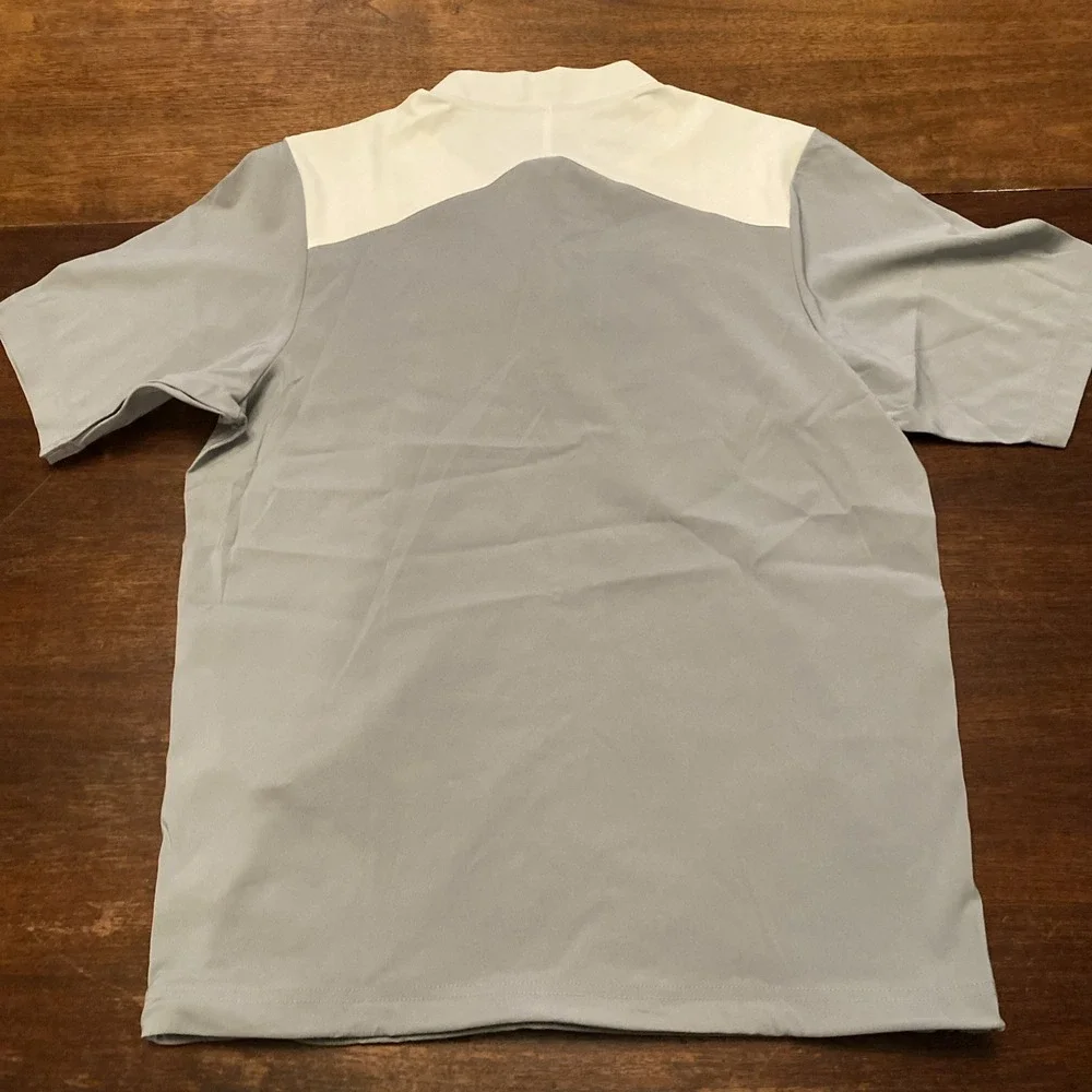 Under Armour Shirt Men XS Gray/White Stretch 1/4 Zip‎ Side Zip Mesh Sports